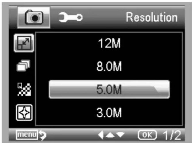 Resolution 12M 8.0M 5.0M 3.0M