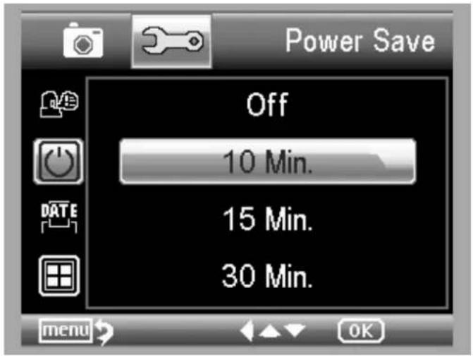 Power Save Off 10 Min. 15 Min. 30 Min.