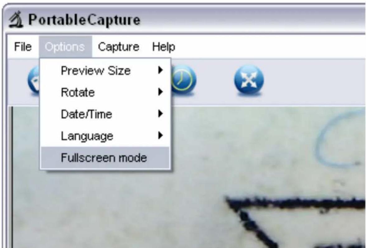 PortableCapture File Options Capture Help Preview Size Rotate Date/Time Language Fullscreen mode