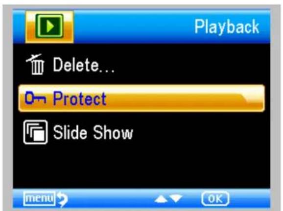 Playback Delete... Protect Slide Show menu OK