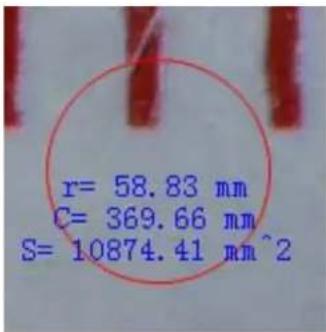 r= 58.83 mm C= 369.66 mm S= 10874.41 mm^2