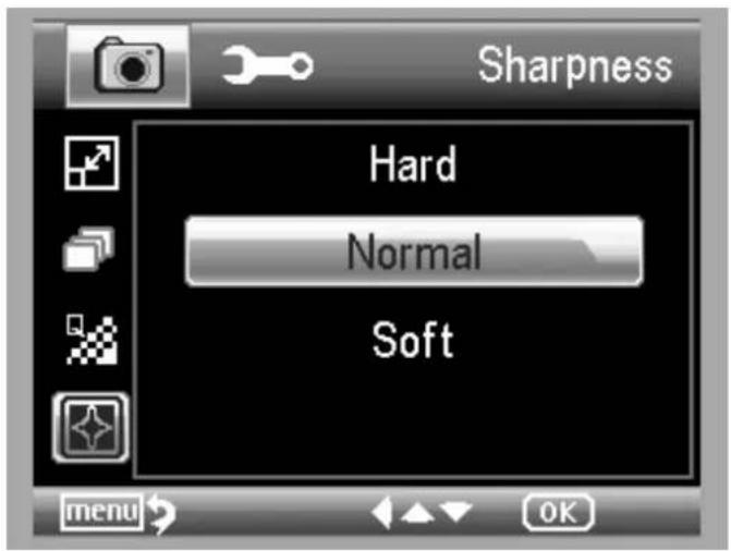 Sharpness Hard Normal Soft menu OK