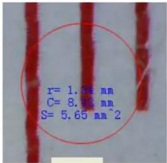 r= 1.36 mm C= 8.43 mm S= 5.65 mm^2