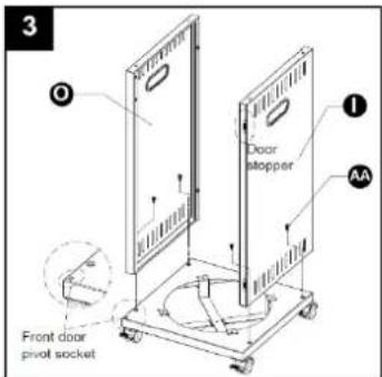 3 O Door stopper 1 AA Front door pivot socket