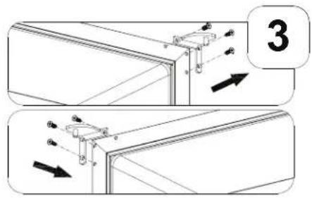 Technical diagram showing two-step assembly steps with arrows indicating direction of movement or force, labeled with number 3.