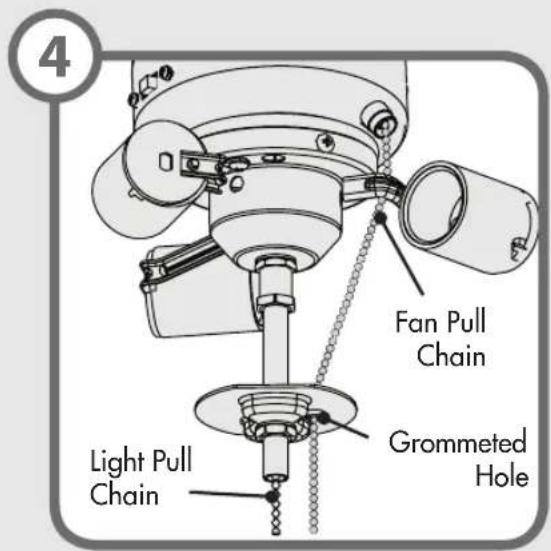 4 Fan Pull Chain Grommeted Hole Light Pull Chain