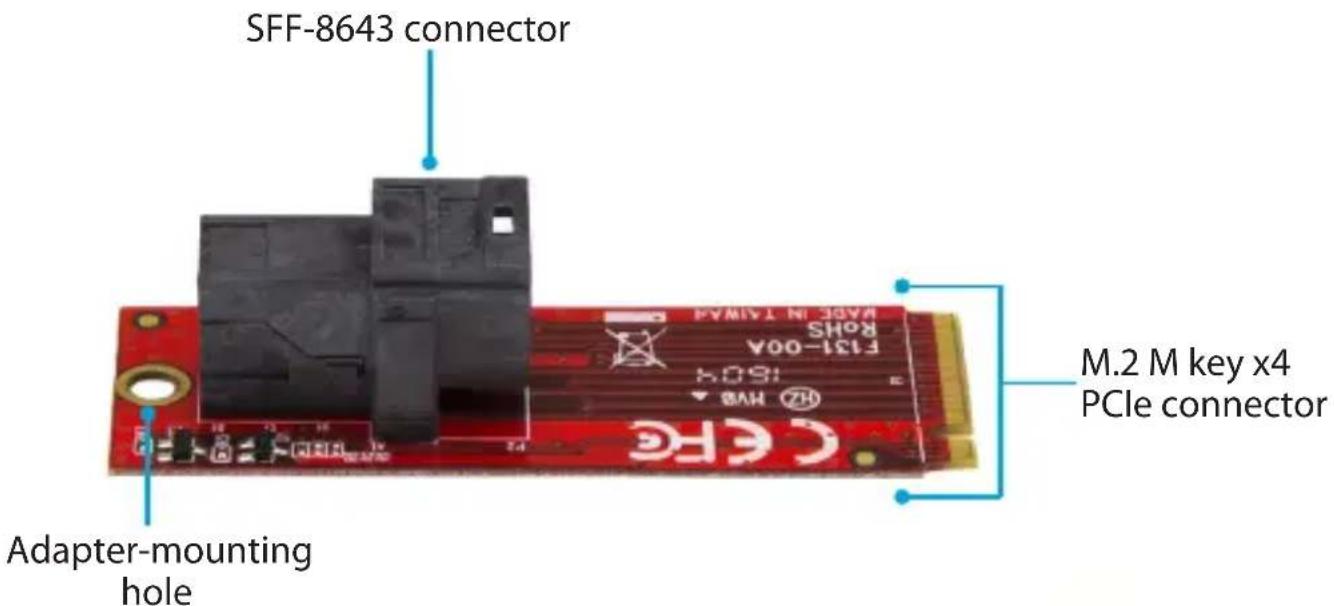 SFF-8643 connector M.2 M key x4 PCIe connector Adapter-mounting hole F131-004 ROHS 1504 CEFE