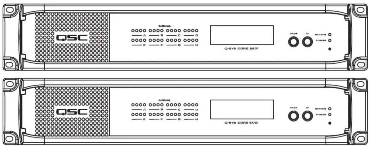 QSC SIGNAL A — B — C — D O-SYS CORE 250i PAGE ID STATUS POWER QSC SIGNAL A — B — C — D O-SYS CORE 500i PAGE ID STATUS POWER