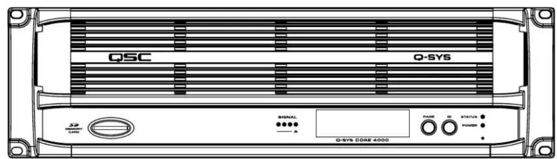 QSC Q-SYS S2 MEMORY LARD SIGNAL A PAGE ID STATUS POWER Q-SYS CORE 4000