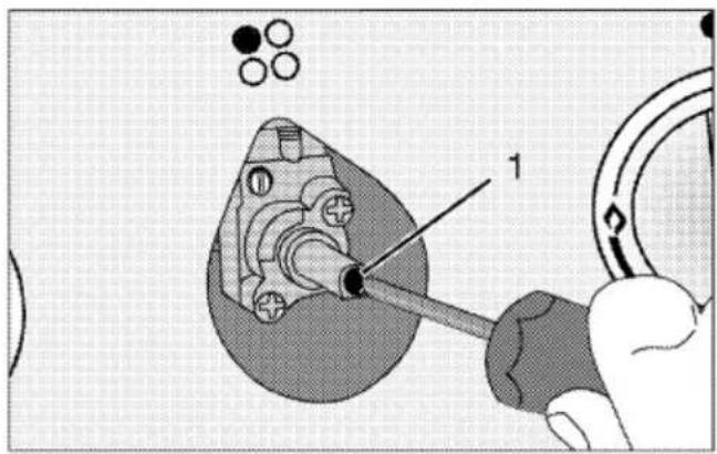 Technical diagram showing a mechanical assembly with labeled component '1' and parts of a housing or pipe connection.