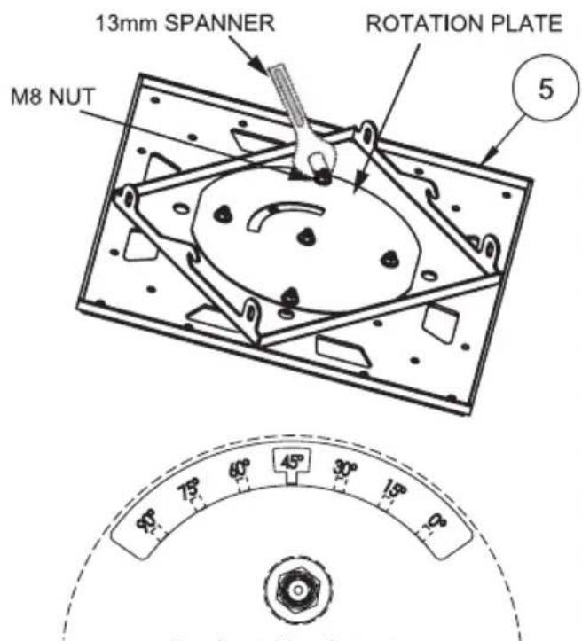 13mm SPANNER M8 NUT ROTATION PLATE 5 90° 75° 60° 45° 30° 15° 0° Schematic of the component