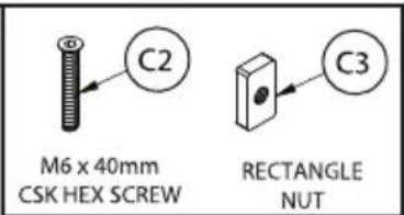 M6 x 40mm CSK HEX SCREW RECTANGLE NUT
