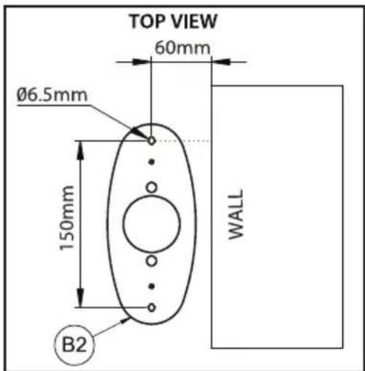 TOP VIEW 60mm Ø6.5mm 150mm B2 WALL