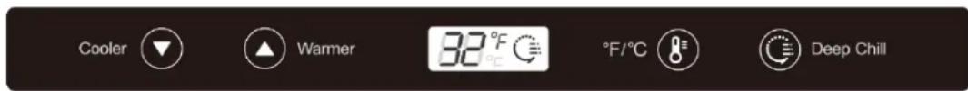 Cooler ▼ ▲ Warmer 32°F °C °F/°C Deep Chill