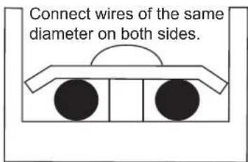 Connect wires of the same diameter on both sides.