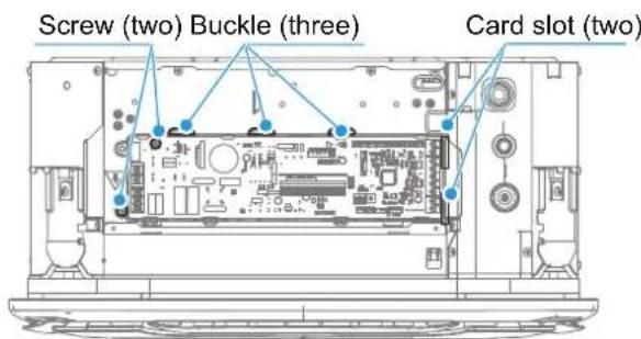 Screw (two) Buckle (three) Card slot (two)
