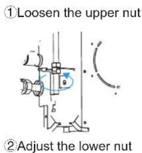 ①Loosen the upper nut ②Adjust the lower nut