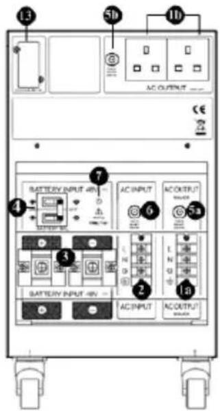 13 5D 11 AC OUTPUT CE 7 BATTERY INPUT 4N 4 AC INPUT 6 AC OUTPUT 5a 3 SATTERY INPUT 4N 2 AC INPUT 13 AC OUTPUT