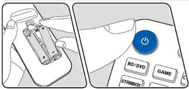 Diagram showing battery charging mechanism and control panel with buttons labeled BD/DVD, GAME, STRMBOX