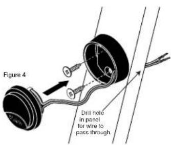 Figure 4 Drill hold in panel for wire to pass through.