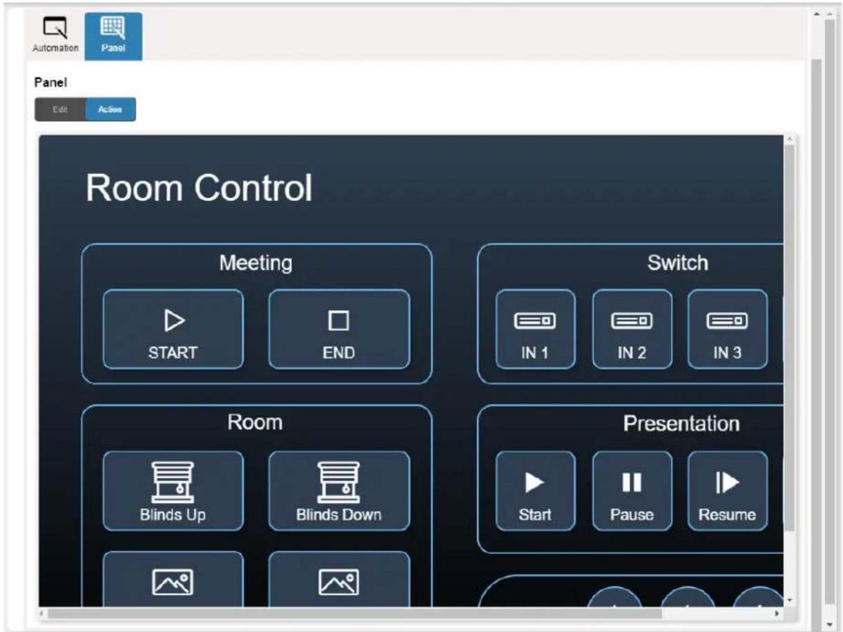 Room Control Meeting START END Switch IN 1 IN 2 IN 3 Room Blinds Up Blinds Down Presentation Start Pause Resume