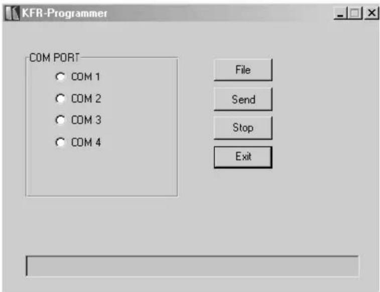 KFR-Programmer COM PORT COM 1 COM 2 COM 3 COM 4 File Send Stop Exit