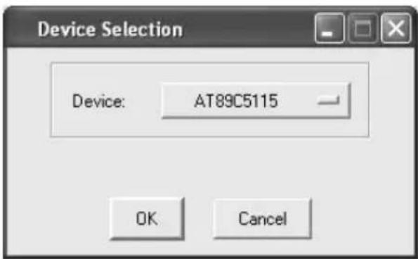 Device Selection Device: AT89C5115 OK Cancel