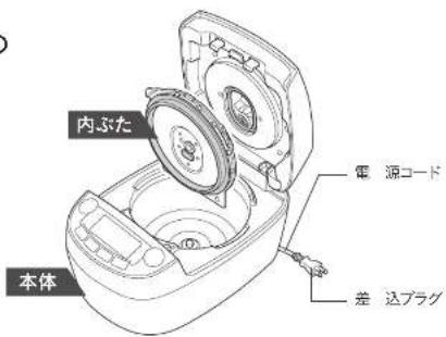内ぶた 電源コード 本体 差込プラグ