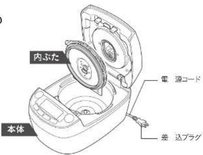 内ふた 本体 電源コード 差込プラグ