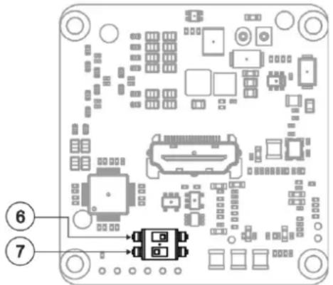 Diagram of an electronic circuit board with labeled components and numbered parts