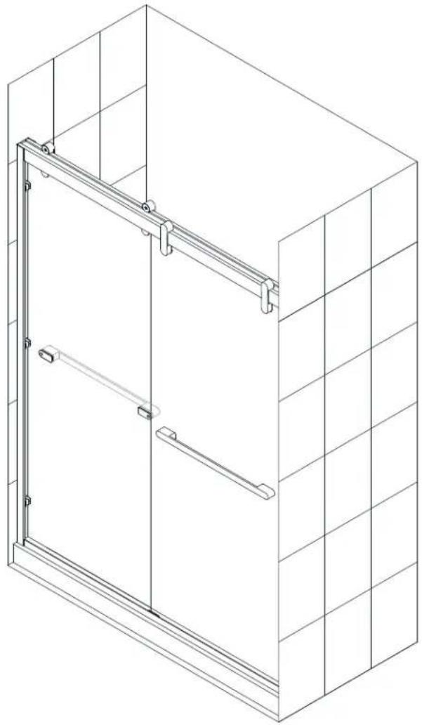 Isometric line drawing of a modular wall-mounted cabinet or enclosure with two horizontal arms and vertical supports (no text or symbols)