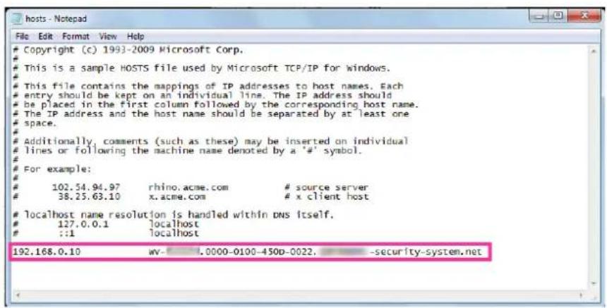 Copyright (c) 1993-2009 Microsoft Corp. # This is a sample HOSTS file used by Microsoft TCP/IP for windows. # This file contains the mappings of IP addresses to host names. Each entry should be kept on an individual line. The IP address should be placed in the first column followed by the corresponding host name. The IP address and the host name should be separated by at least one space. # Additionally, comments (such as these) may be inserted on individual lines or following the machine name denoted by a '#' symbol. # For example: # 102.54.94.97 rhino.acme.com # source server 38.25.63.10 x.acme.com # x client host # localhost name resolution is handled within DNS itself. # 127.0.0.1 localhost # : :1 localhost 192.168.0.10 wv-#:1.0000-0100-450D-0022. -security-system.net