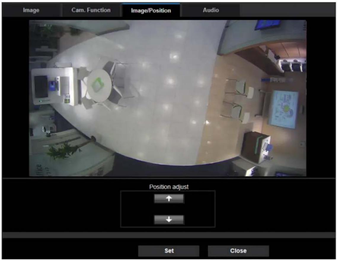 Image Cam. Function Image/Position Audio Position adjust ↑ ↓ Set Close