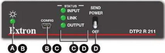 Extron A B B C C D D CONFIG STATUS INPUT LINK OUTPUT SEND POWER OFF DTP2 R 211