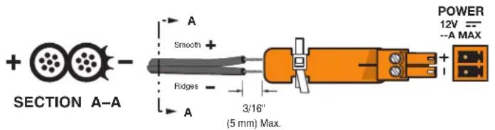 SECTION A-A A Smooth + Ridges - A 3/16" (5 mm) Max. POWER 12V =-- --A MAX