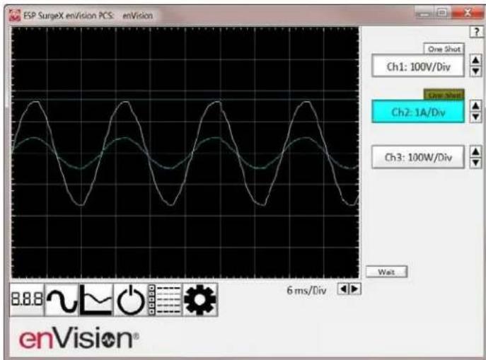 ESP SurgeX enVision PCS: enVision One Shot Ch1: 100V/Div Line Shot Ch2: 1A/Div Ch3: 100W/Div 6 ms/Div 8.8.8 enVision®