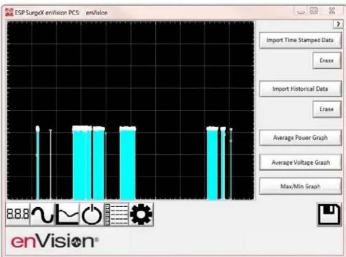 ESP SurgeX envision PCS: envision Import Time Stamped Data Erase Import Historical Data Erase Average Power Graph Average Voltage Graph Max/Min Graph 8.8.8 enVision®