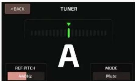 TUNER A REF PITCH 440Hz MODE Mute < BACK