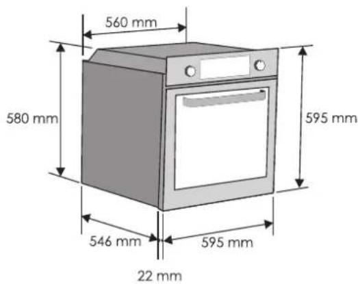 560 mm 580 mm 595 mm 546 mm 595 mm 22 mm