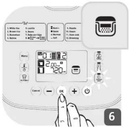 1. Mittle slide 2. Brown rice 3. Backwheat 4. Slices 5. Lestle 6. Beans 7. Baby pierridge 8. Smooth + 40 mm 9. Rounta 10. Smooth 11. Slow lock 12. Browning Home 2.00 gm 720 ml Cancel - OK + + 6