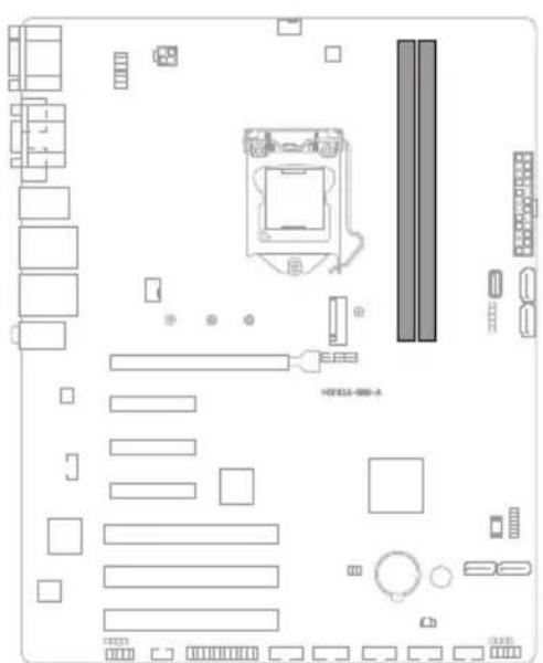 Diagram of a computer motherboard layout with labeled components and connectors