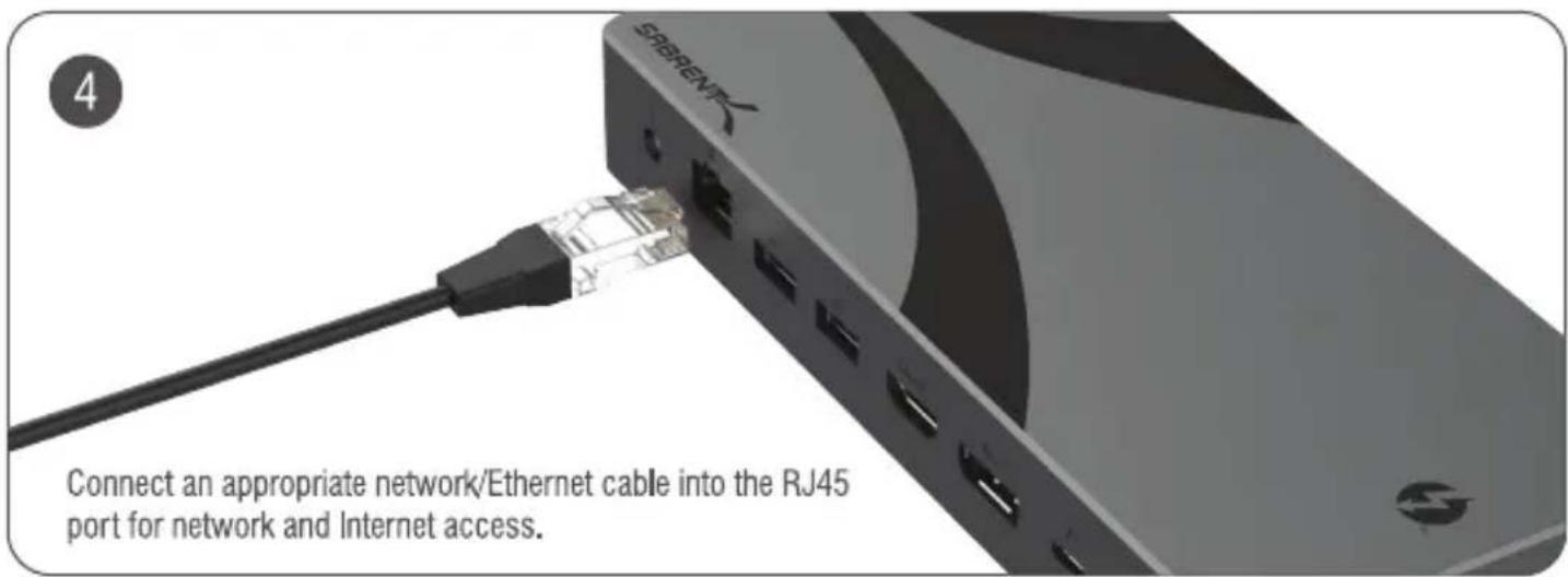 Connect an appropriate network/Ethernet cable into the RJ45 port for network and Internet access.