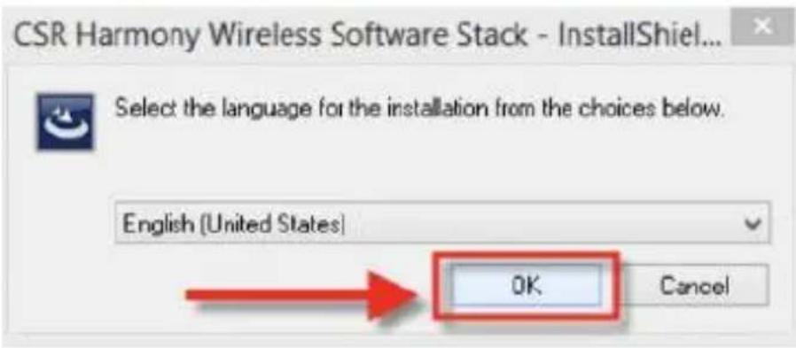 CSR Harmony Wireless Software Stack - InstallShiel... Select the language for the installation from the choices below. English (United States) OK Cancel