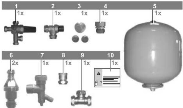 DAIKIN EKHTSU200AC - Accessories supplied with the EKUHWHTA kit for the domestic hot water tank - 1