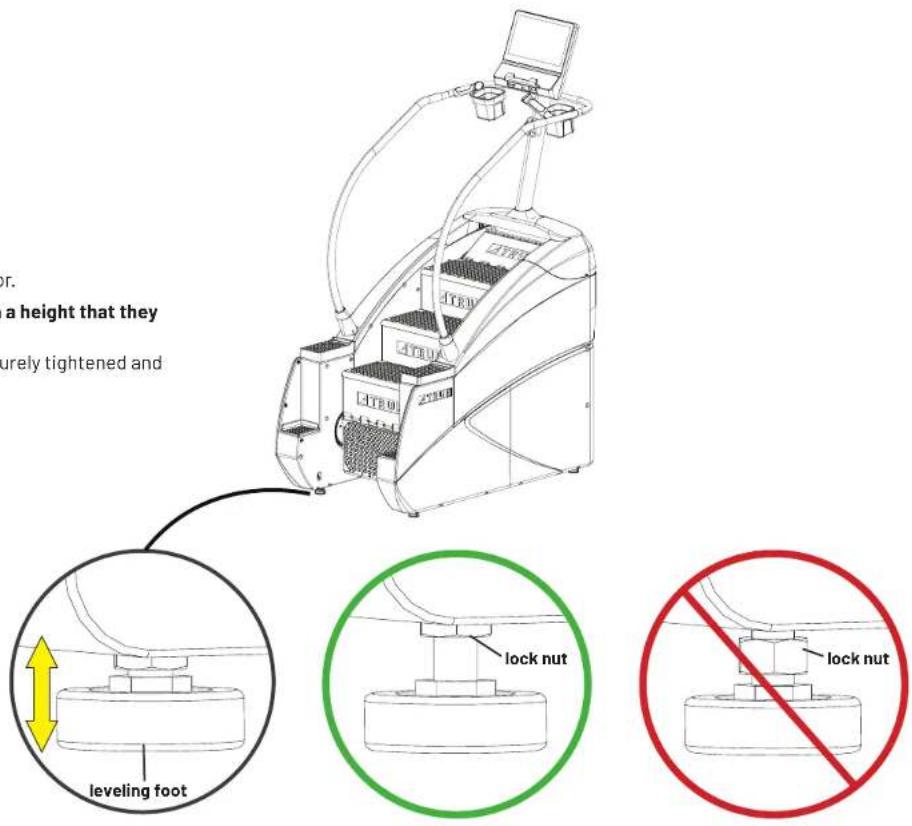 or. a height that they surely tightened and leveling foot lock nut lock nut