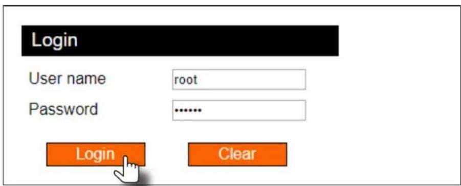 Login User name root Password .......... Login Clear
