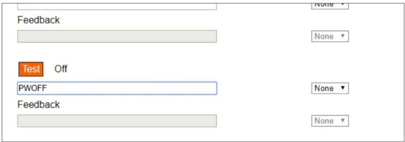 Feedback Test Off PWOFF Feedback None None None None