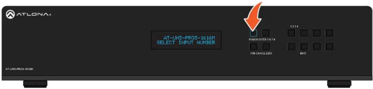 AT-LONA® AT-UHD-PRO3-1616M SELECT INPUT NUMBER POWER ENTER 5678 1234 ON CANCELLEDIC INIO AT-UHD-PRO3-1616M