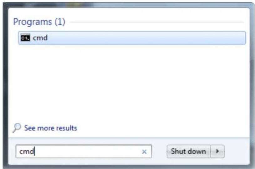 Programs (1) cmd See more results cmd × Shut down