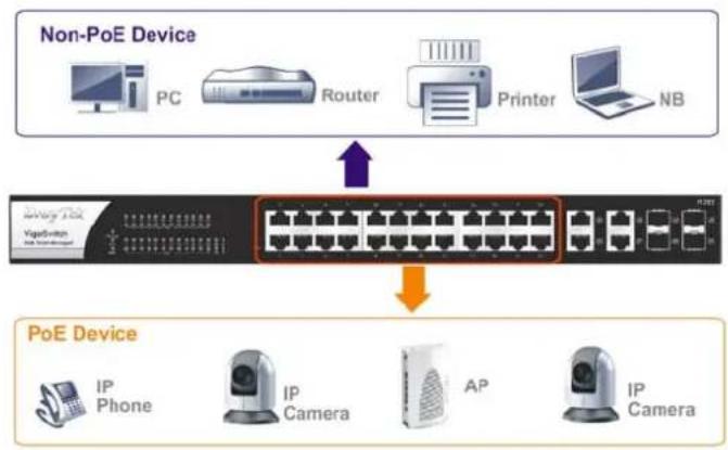 Draytek VigorSwitch P1281x - For Non-PoE device and PoE device - 1